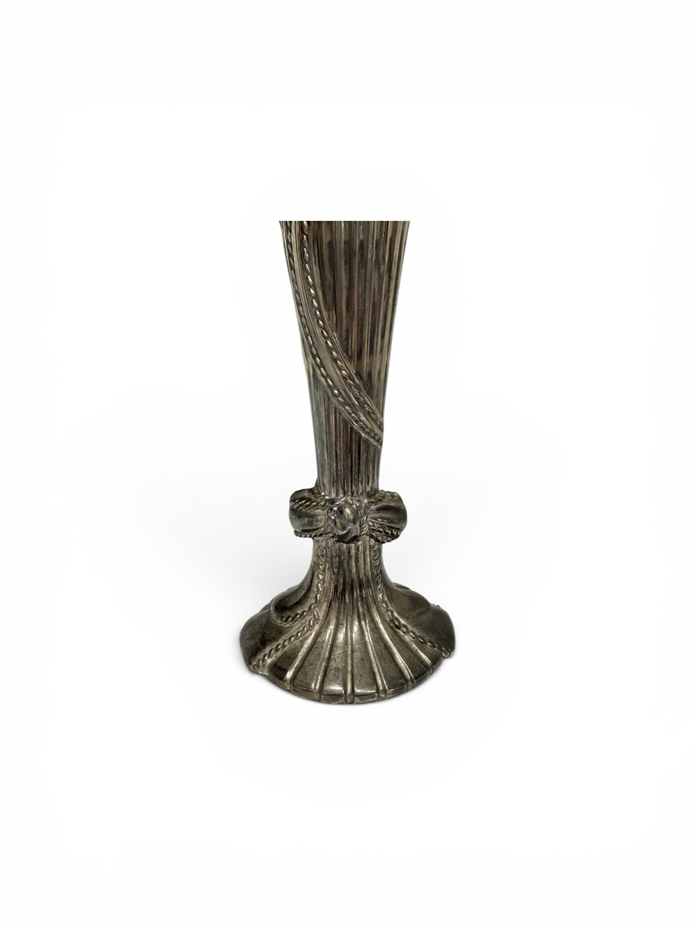 Vintage Silver Fluted Bud Vase with Rope Bow Design - Picture 15 of 15